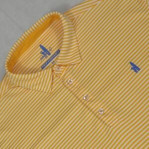 Johnnie-O Prep-formance Striped Golf Polo Shirt Mens Medium Orange & White